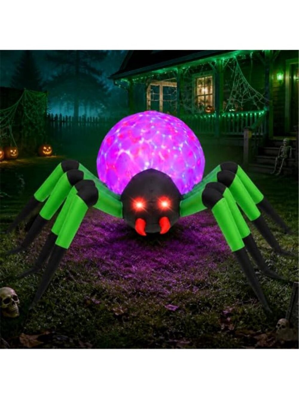 SUNNINO 10FT Giant Halloween Inflatable Spider with LED Lights